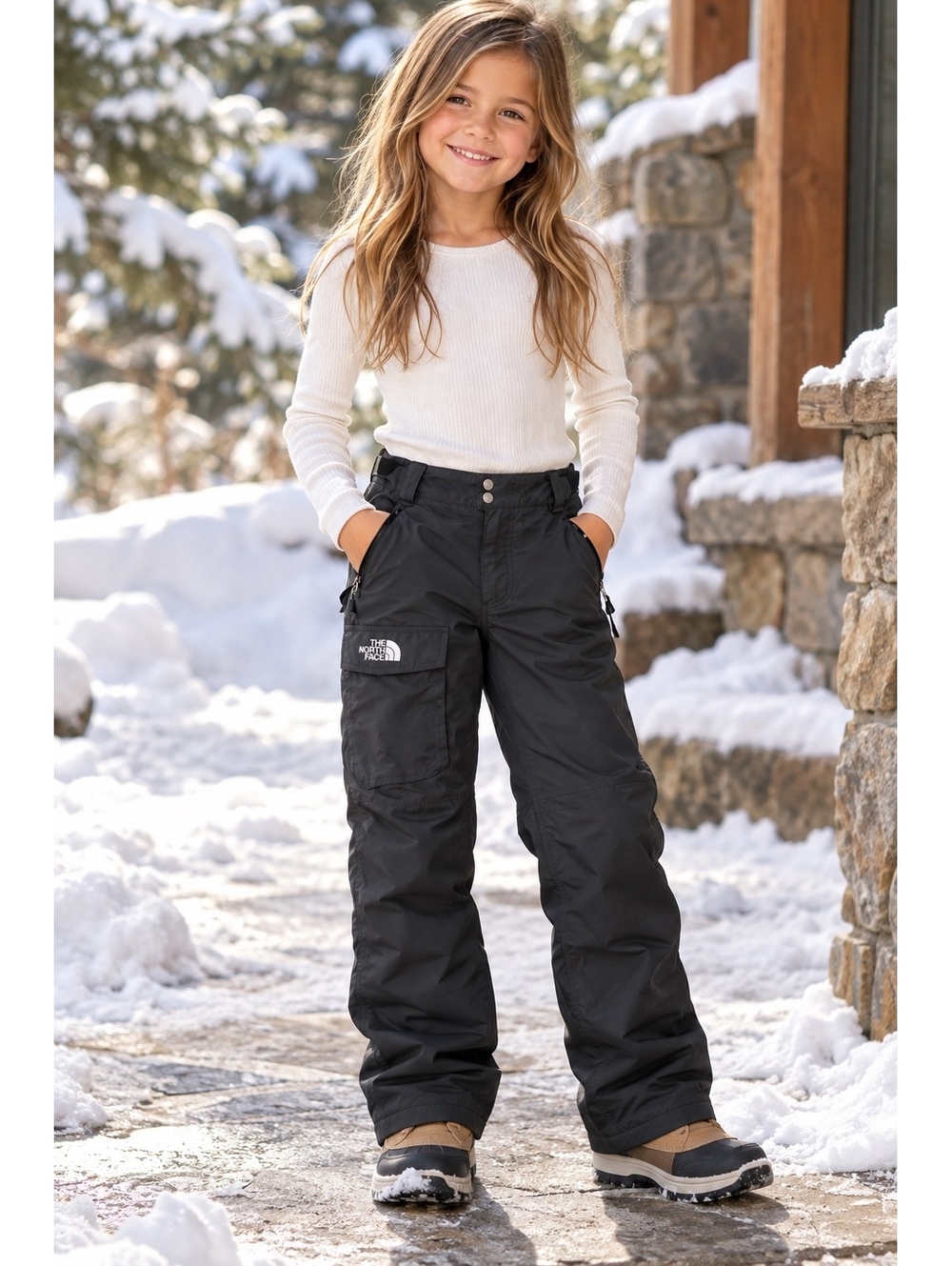 The North Face Girls HyVent Insulated Waterproof Snow Ski Pants Charcoal Grey S